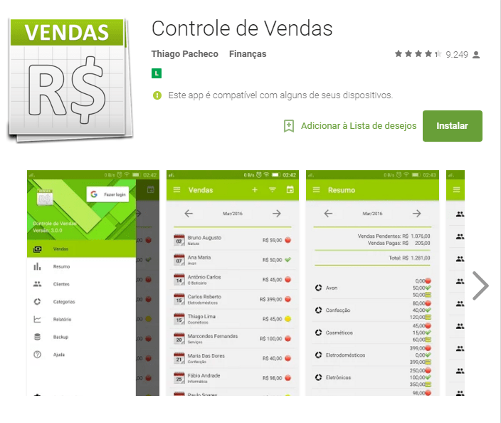 App Controle de Vendas - aplicativo para vendedores autônomos